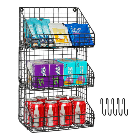 X-cosrack 3-tier snack organizer on countertop for easy access and clutter-free storage.