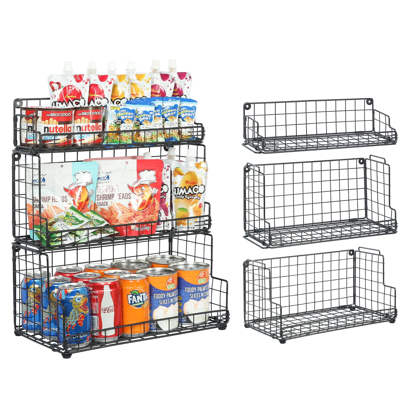X-cosrack 3-tier stackable basket assembly for compact kitchen organization