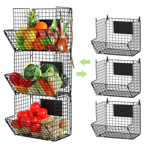X-cosrack 3-tier wall basket demonstrating spacious kitchen storage and accessibility