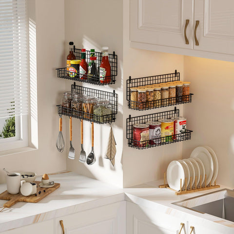 X-cosrack 4-tier spice storage stackable design saves pantry space for easy access.