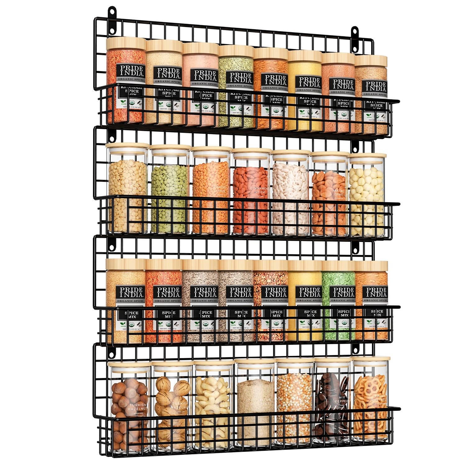 X-cosrack wall-mount front view with four tiers for easy spice access