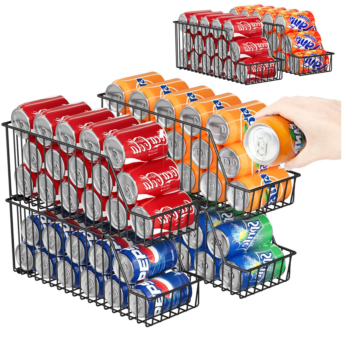 X-cosrack 4-tier stackable can rack top view for organized pantry storage.