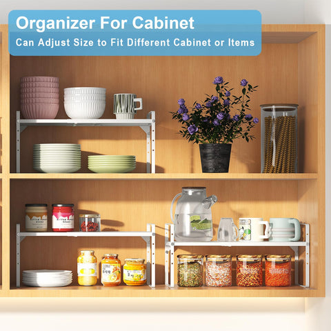 X-cosrack adjustable-height shelf accommodates tall mugs and containers.