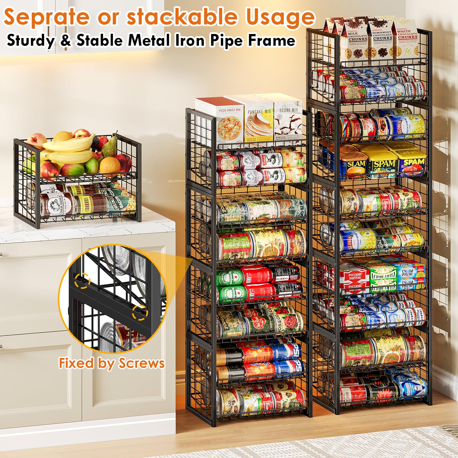 X-cosrack adjustable shelves for different can sizes