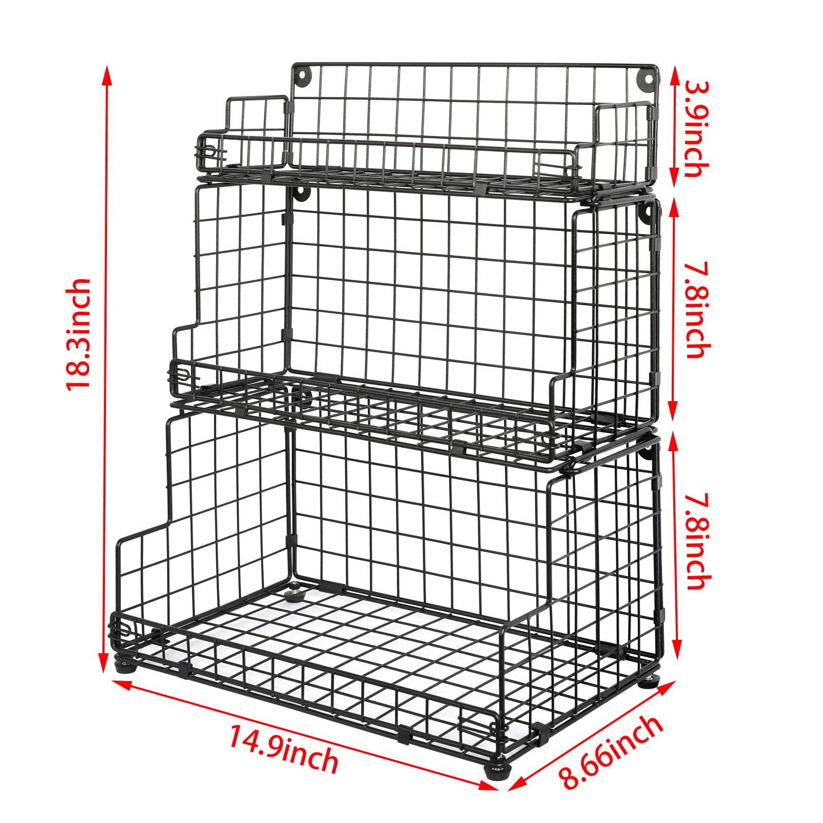 X-cosrack bottom feet provide stability on tables and shelves