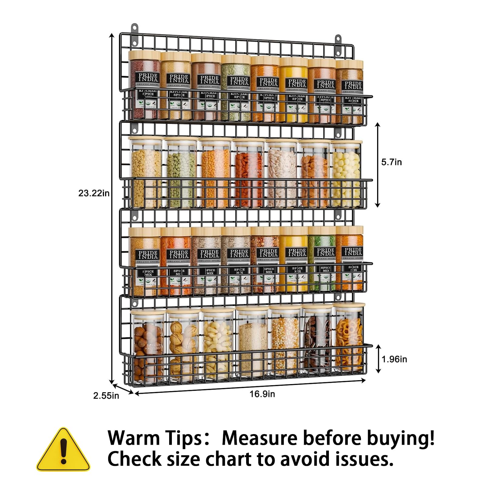X-cosrack compatible with eight-ounce jars for flexible pantry use
