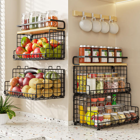X-cosrack countertop storage setup keeps snacks accessible and neat.