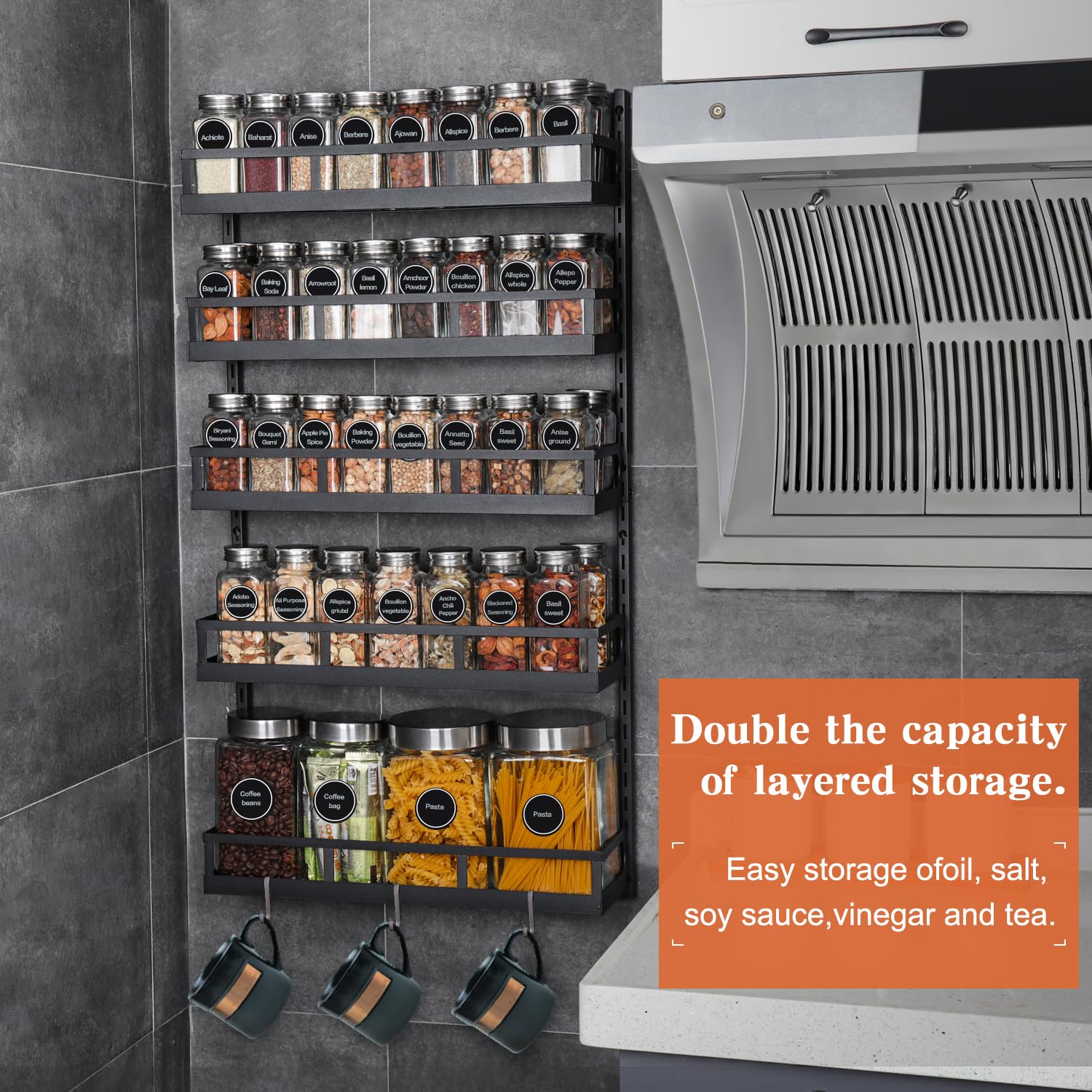 X-cosrack durable metal frame supports all spice storage