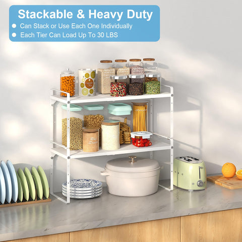 X-cosrack space-saving shelves ideal for canned goods and snacks.