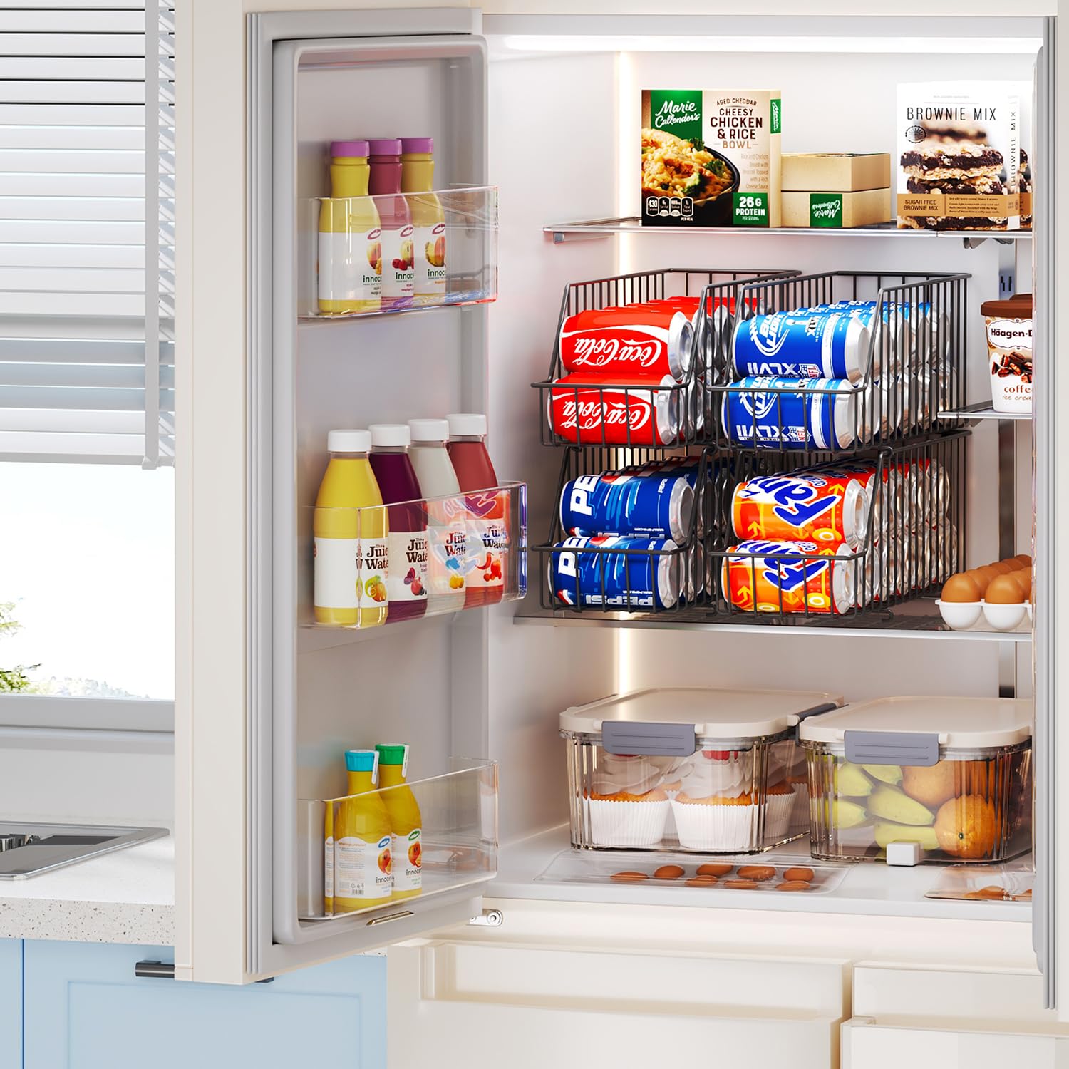 X-cosrack versatile fit for kitchen, pantry, or fridge spaces.