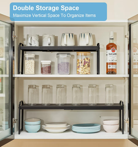 X-cosrack kitchen storage setup keeps dishes organized on the counter
