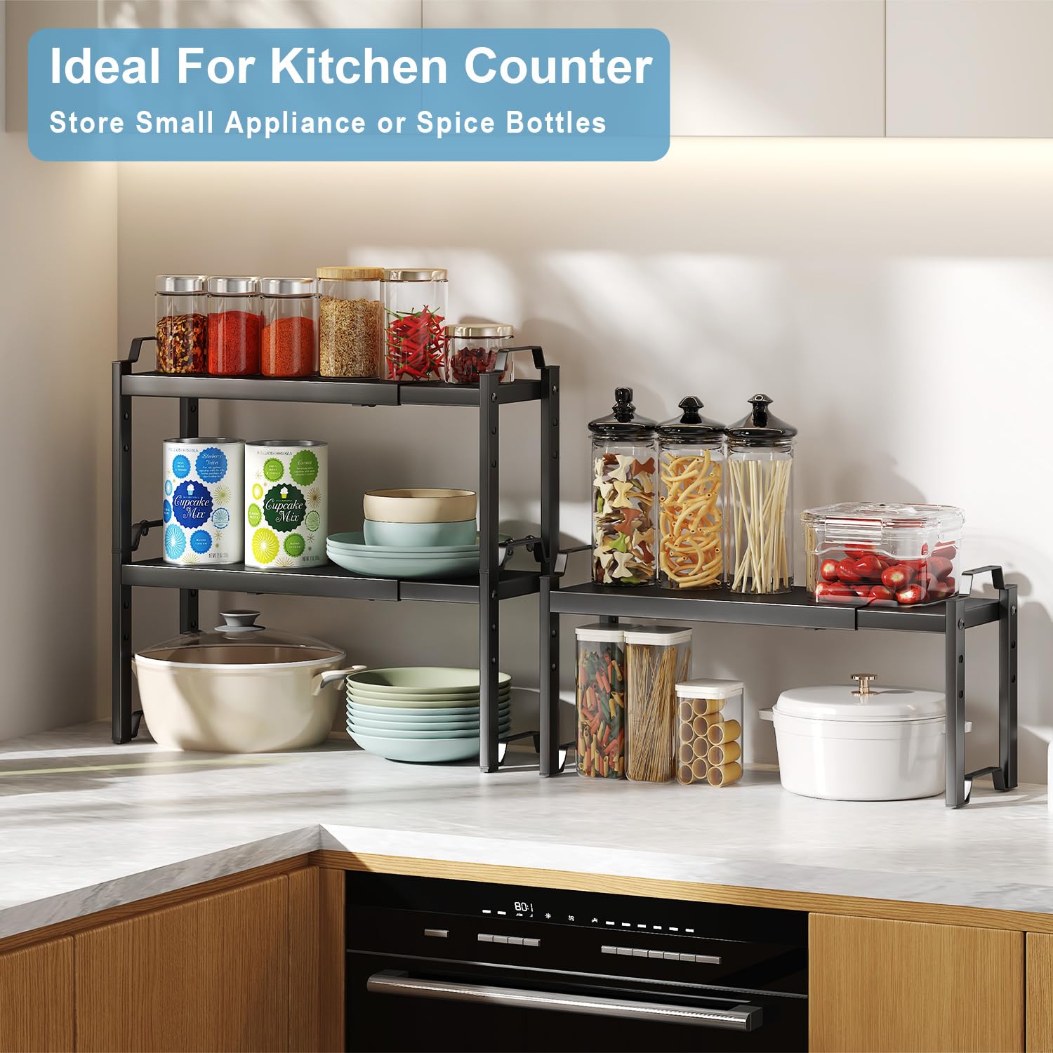 X-cosrack load capacity up to 30 lbs supports dishes and cans.
