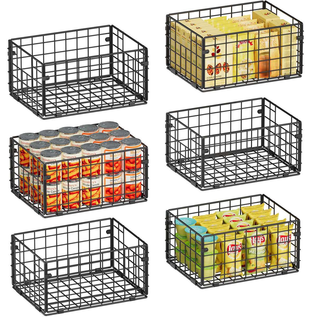 X-cosrack pantry basket with built-in handles for easy organization