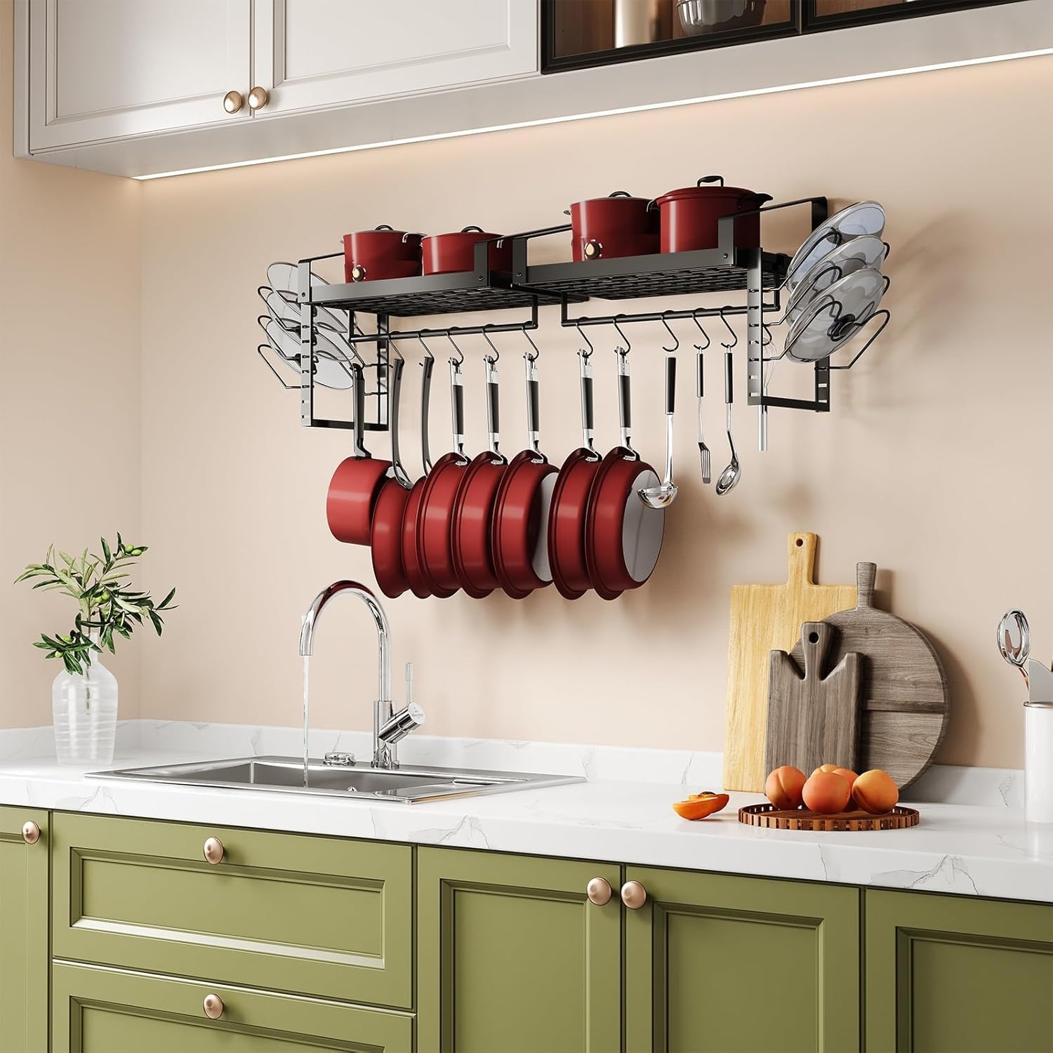 X-cosrack 12 removable hooks for flexible utensil organization