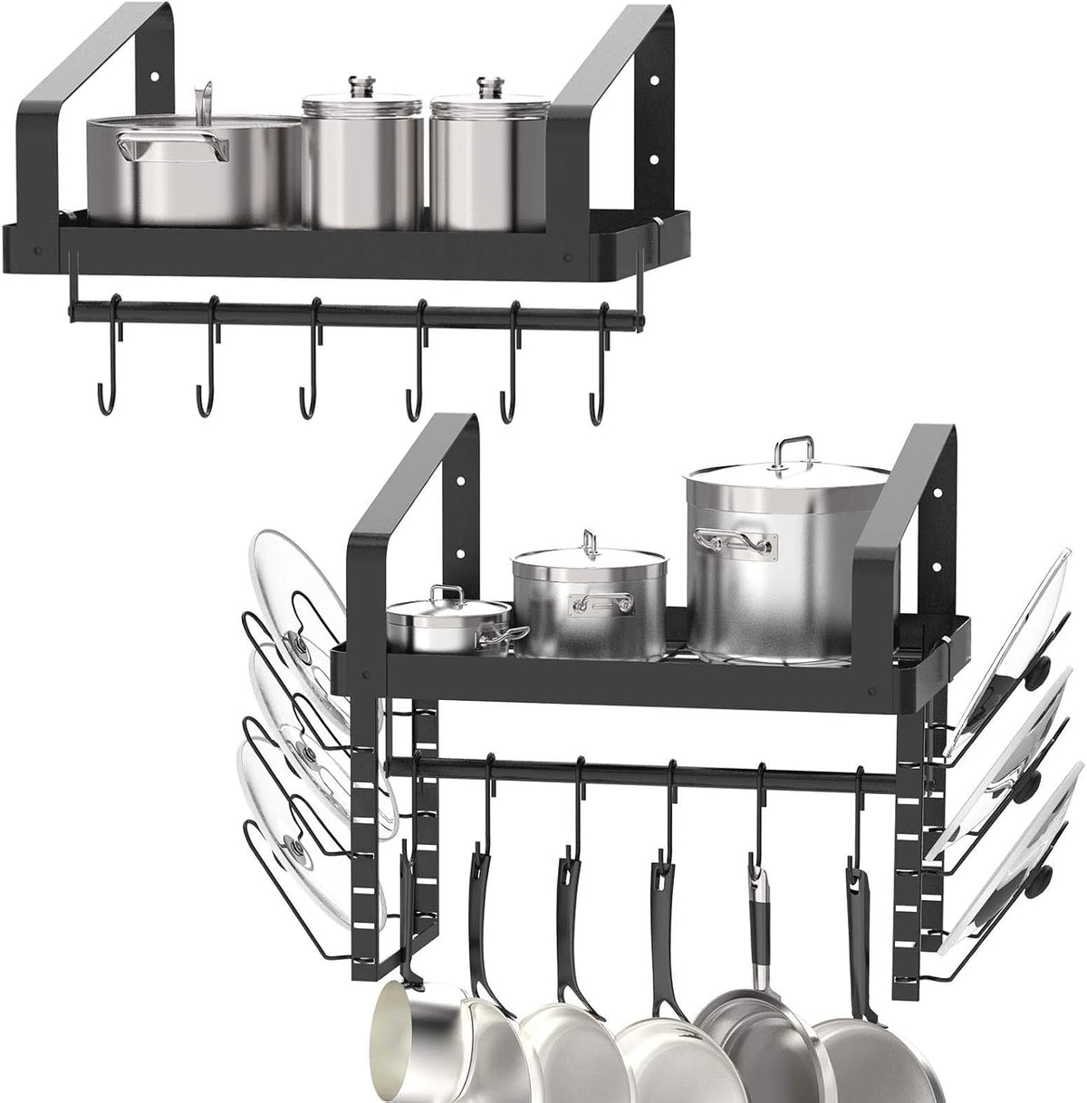 X-cosrack wall-mounted pot racks set of 2 with hanging pots for easy access
