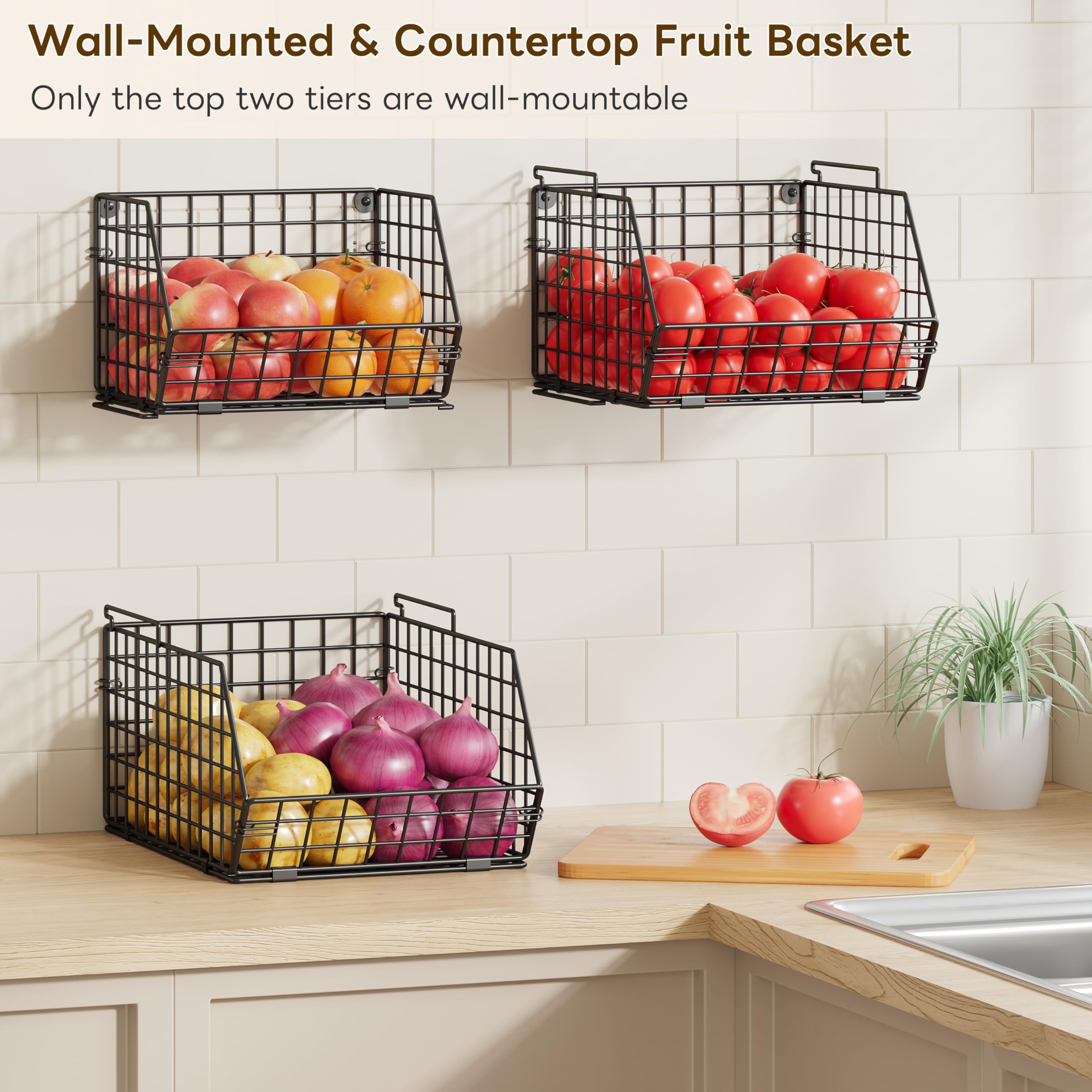 X-cosrack potato and onion storage basket for tidy, quick reach onions and spuds