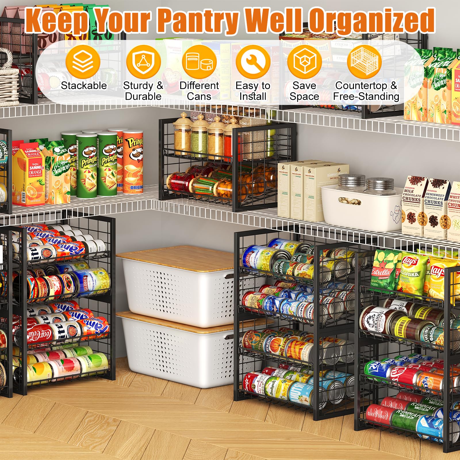 X-cosrack rust-resistant steel frame supports heavy cans