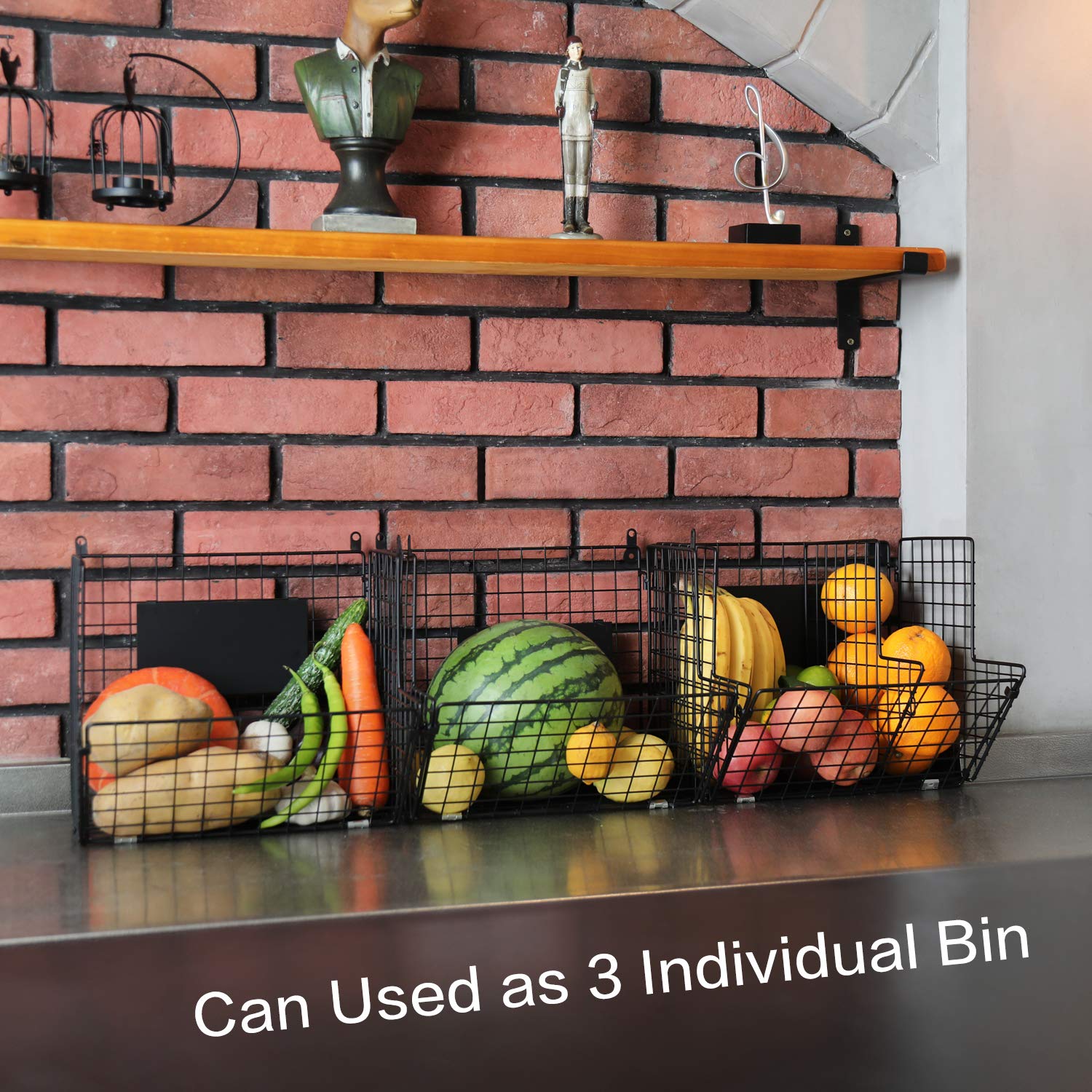 X-cosrack rustic black wire bin adds durable pantry organization