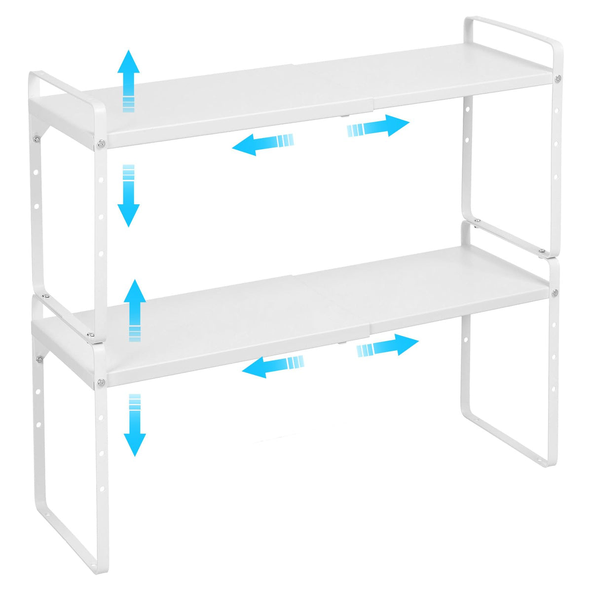 X-cosrack set of 2 expandable cabinet shelves, easy assembly for quick kitchen organization.