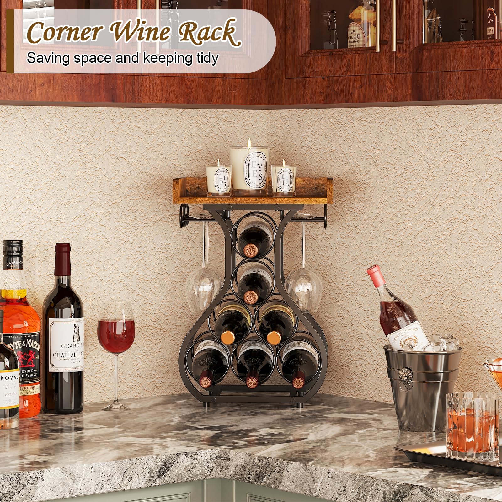 X-cosrack side glass hanging keeps four glasses neatly within reach.