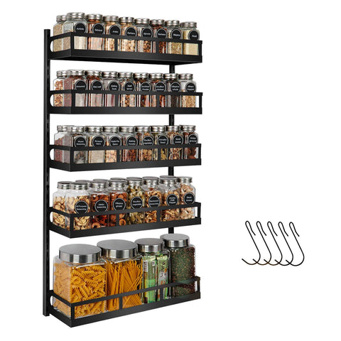 X-cosrack wall-mounted spice rack with five-tier design for easy access