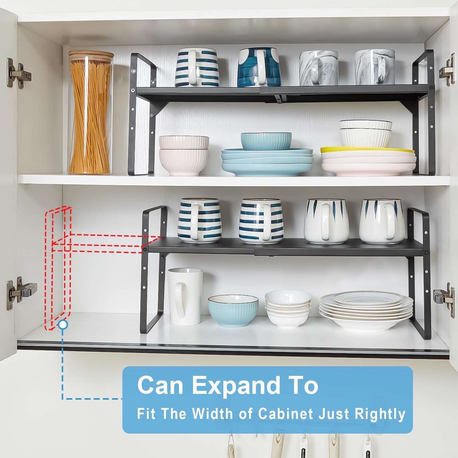 X-cosrack stackable design storage optimizes vertical space in small kitchens.
