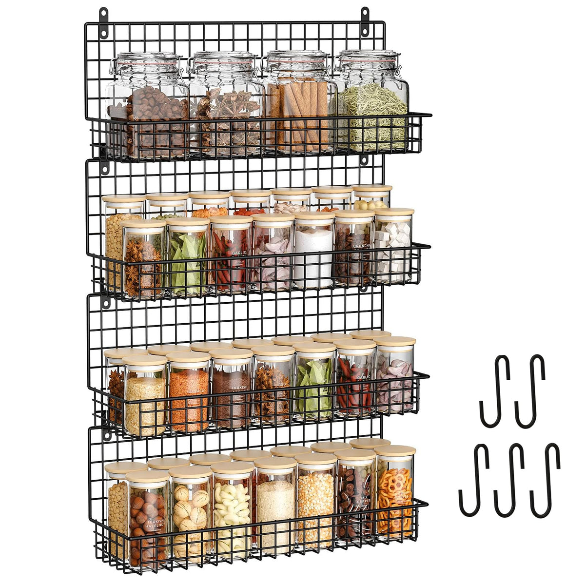 X-cosrack upgraded spice rack wall-mount four-tier keeps spices organized at a glance.