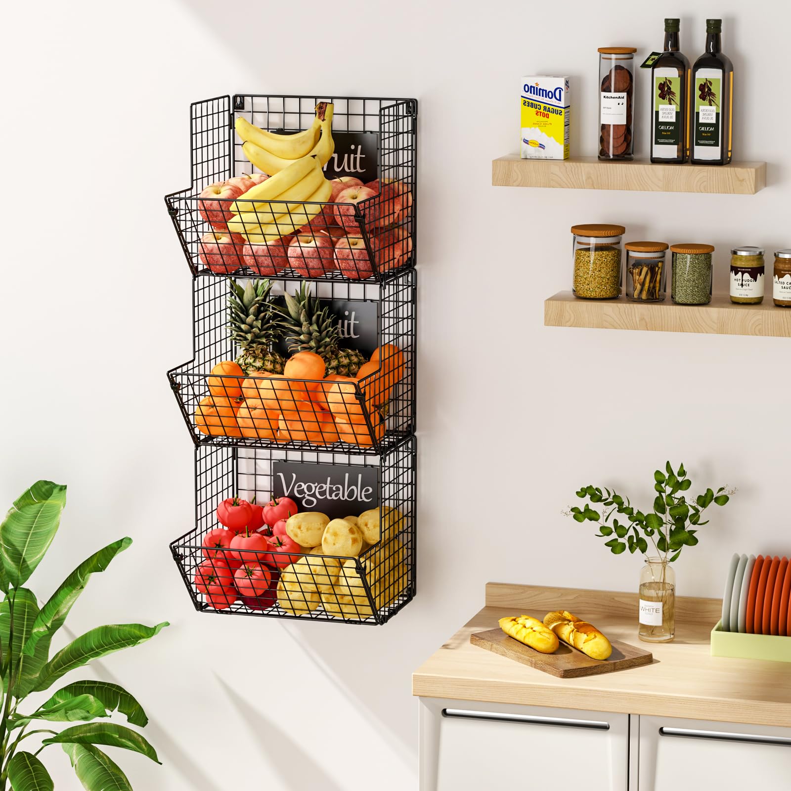 X-cosrack wall-mounted basket with hooks showing versatile hanging storage