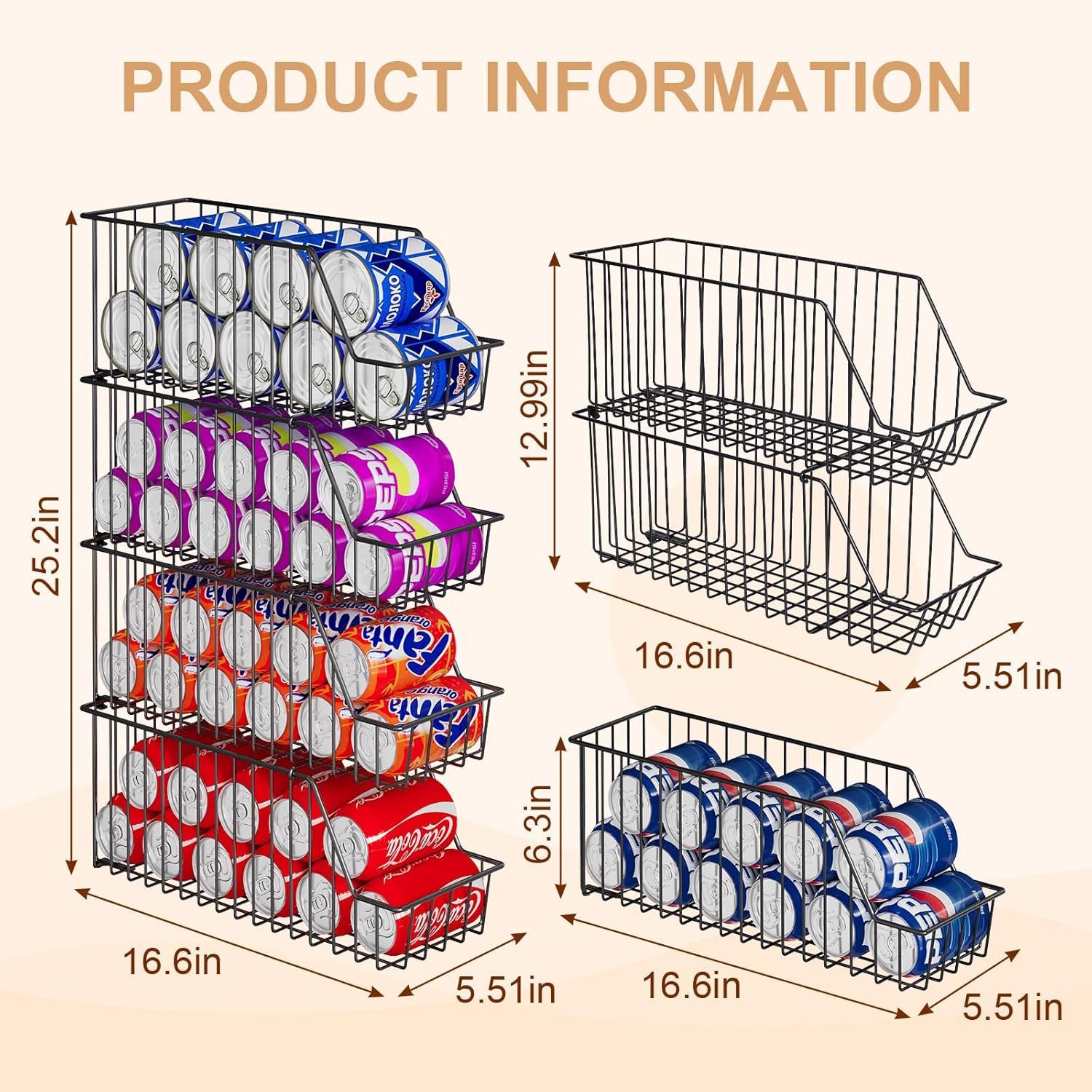 X-cosrack clear sightline helps you spot cans at a glance.