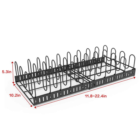 X-cosrack wide extendable frame fits deep drawers and shelves
