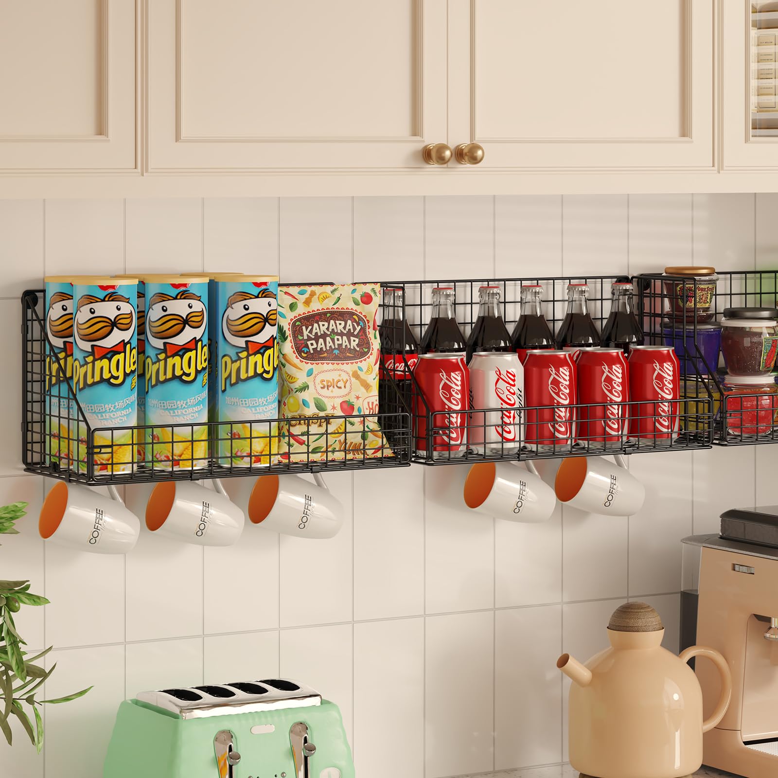X-cosrack wide-open 3-tier basket for visible ingredient organization and quick access.
