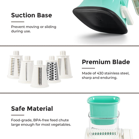 X Home built-in food pusher enhances safety during operation.