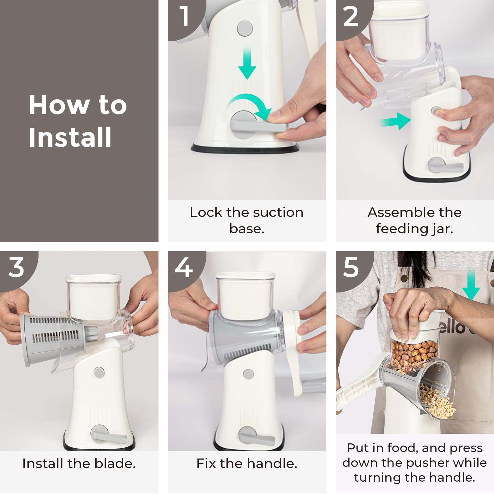 X Home dishwasher-safe blades shown detached for quick cleaning.