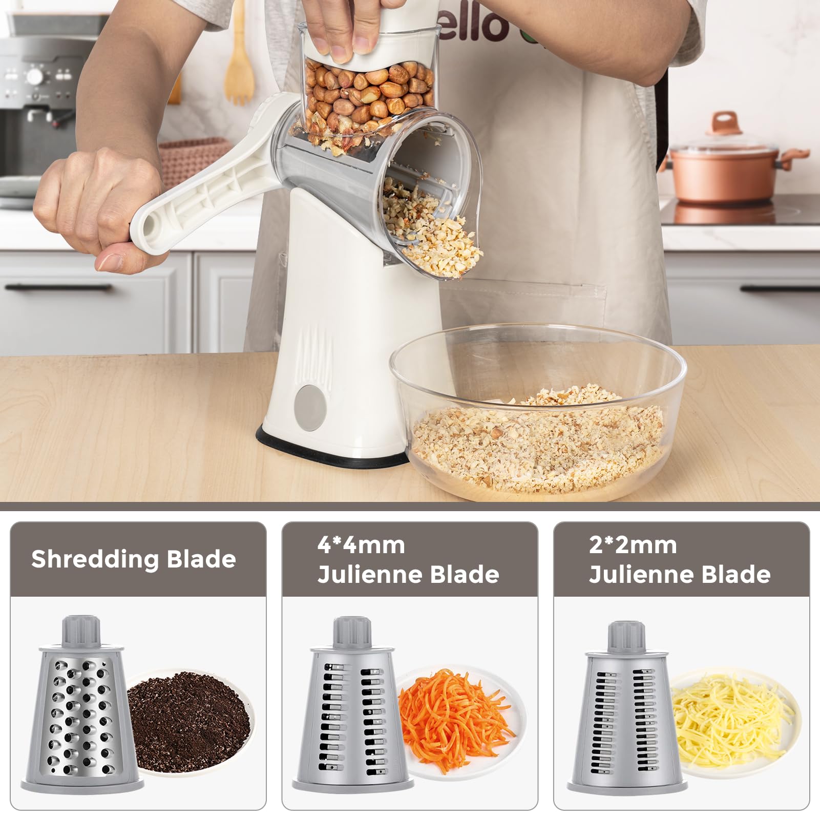 X Home grater suction base in action gripping countertop for stable prep.