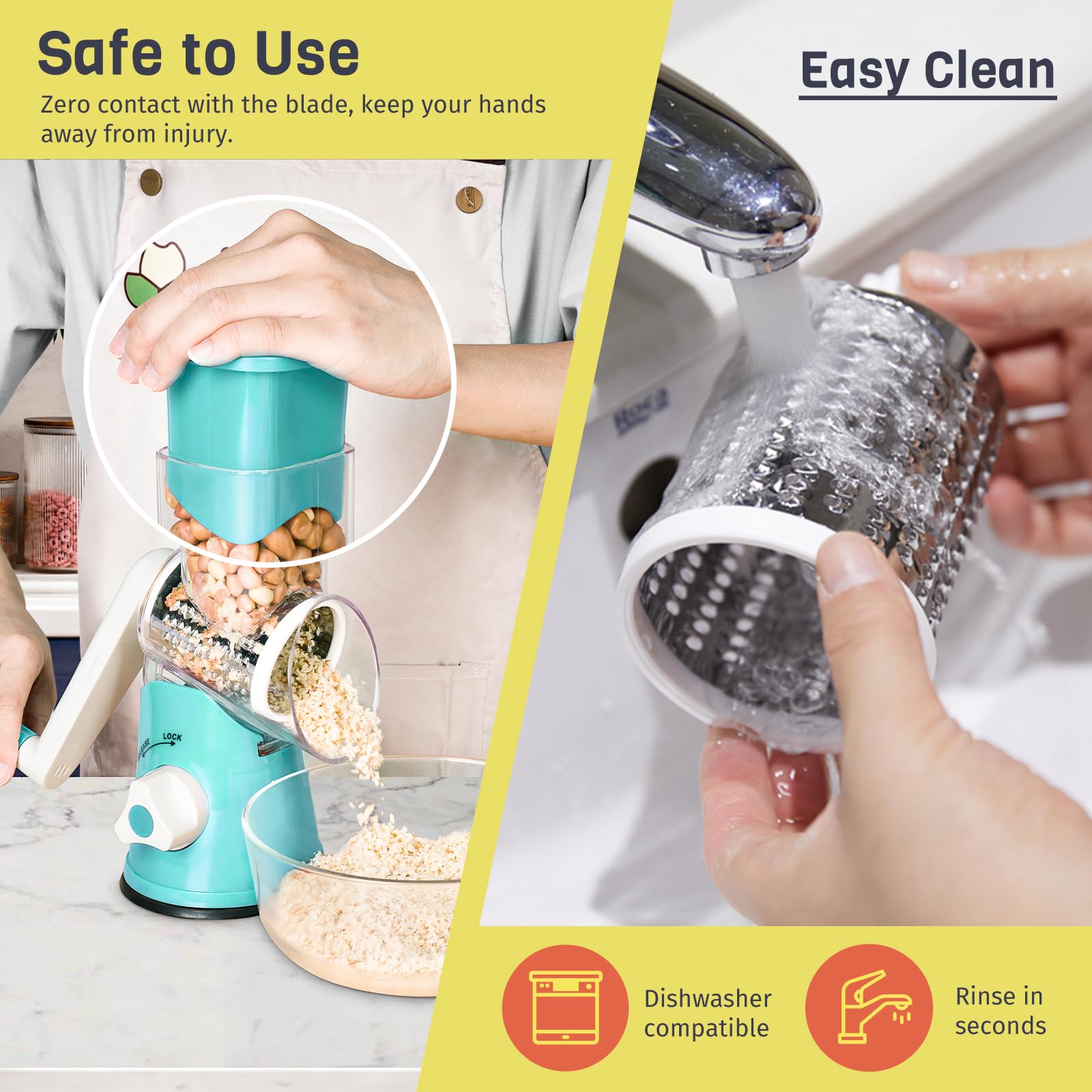 X Home Rotary Cheese Grater detachable blades for easy cleaning