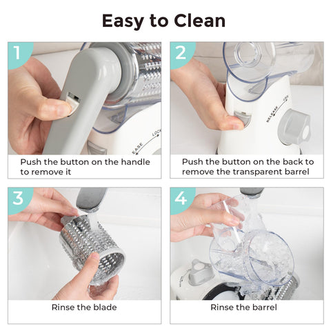 X Home rotary cheese grater, dishwasher-safe parts, simple cleanup