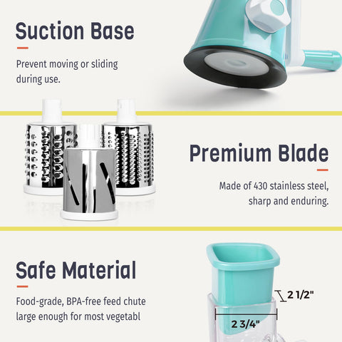 X Home Rotary Cheese Grater food pusher protects fingers while grating