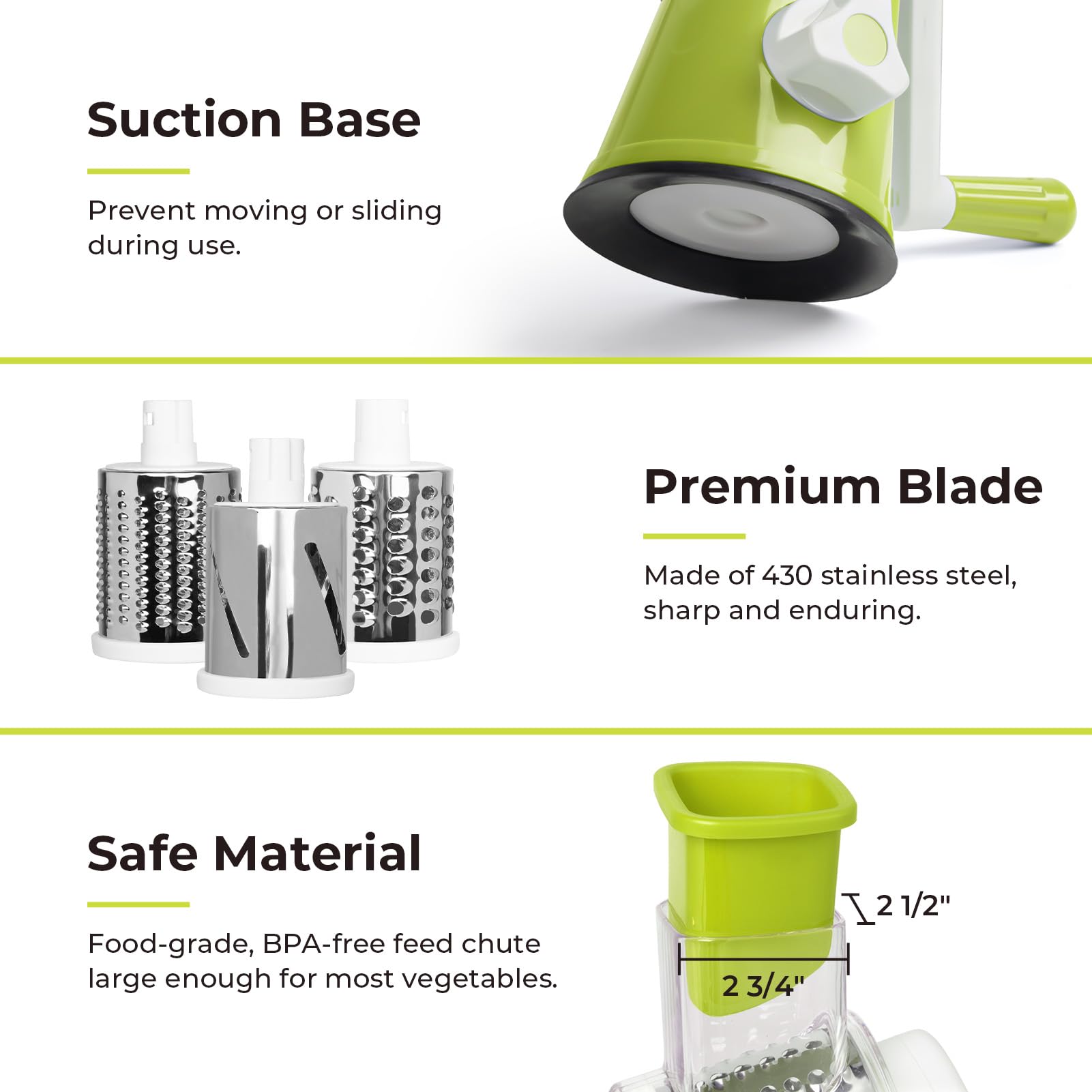 X Home Rotary Cheese Grater compact design fits small kitchens and studios.