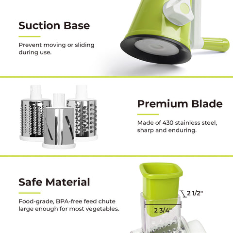 X Home Rotary Cheese Grater compact design fits small kitchens and studios.