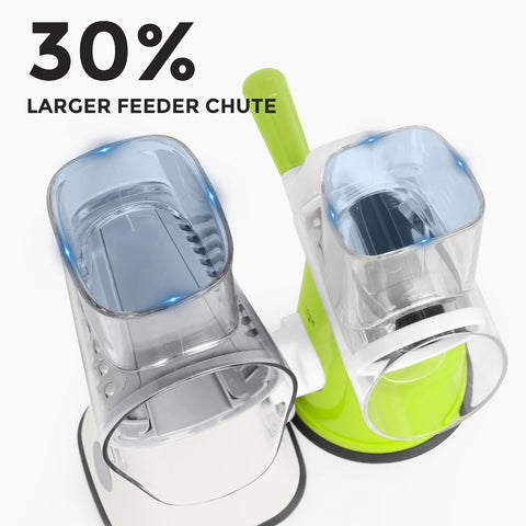 X Home safety pusher guiding ingredients away from blades during use.