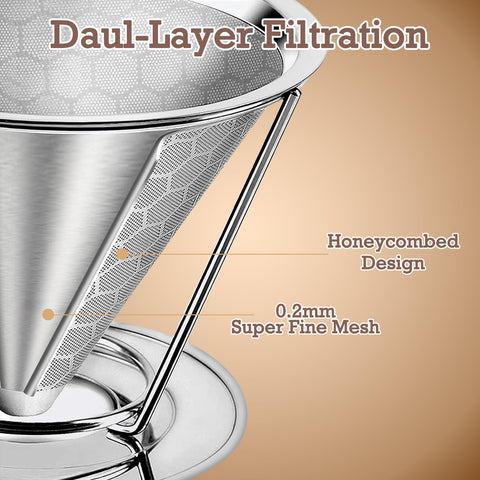 X-VESOLJE V-shape filter optimizes contact with grounds for flavorful brew.