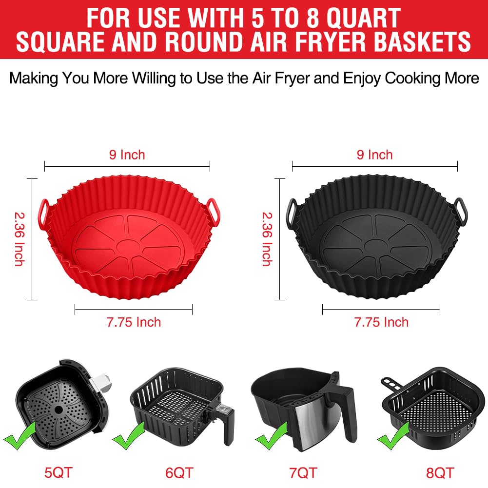 Xabzhzn silicone air fryer liner in black with even heat distribution