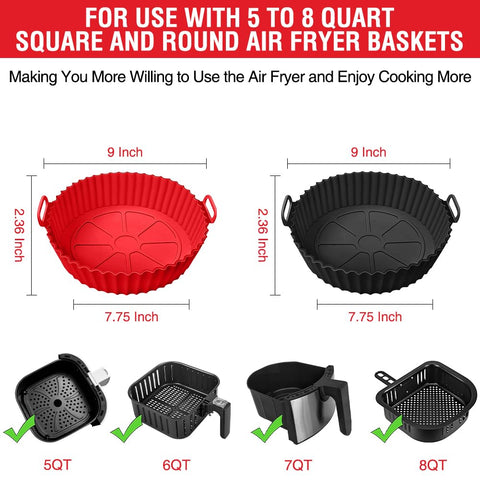 Xabzhzn silicone air fryer liner in black with even heat distribution