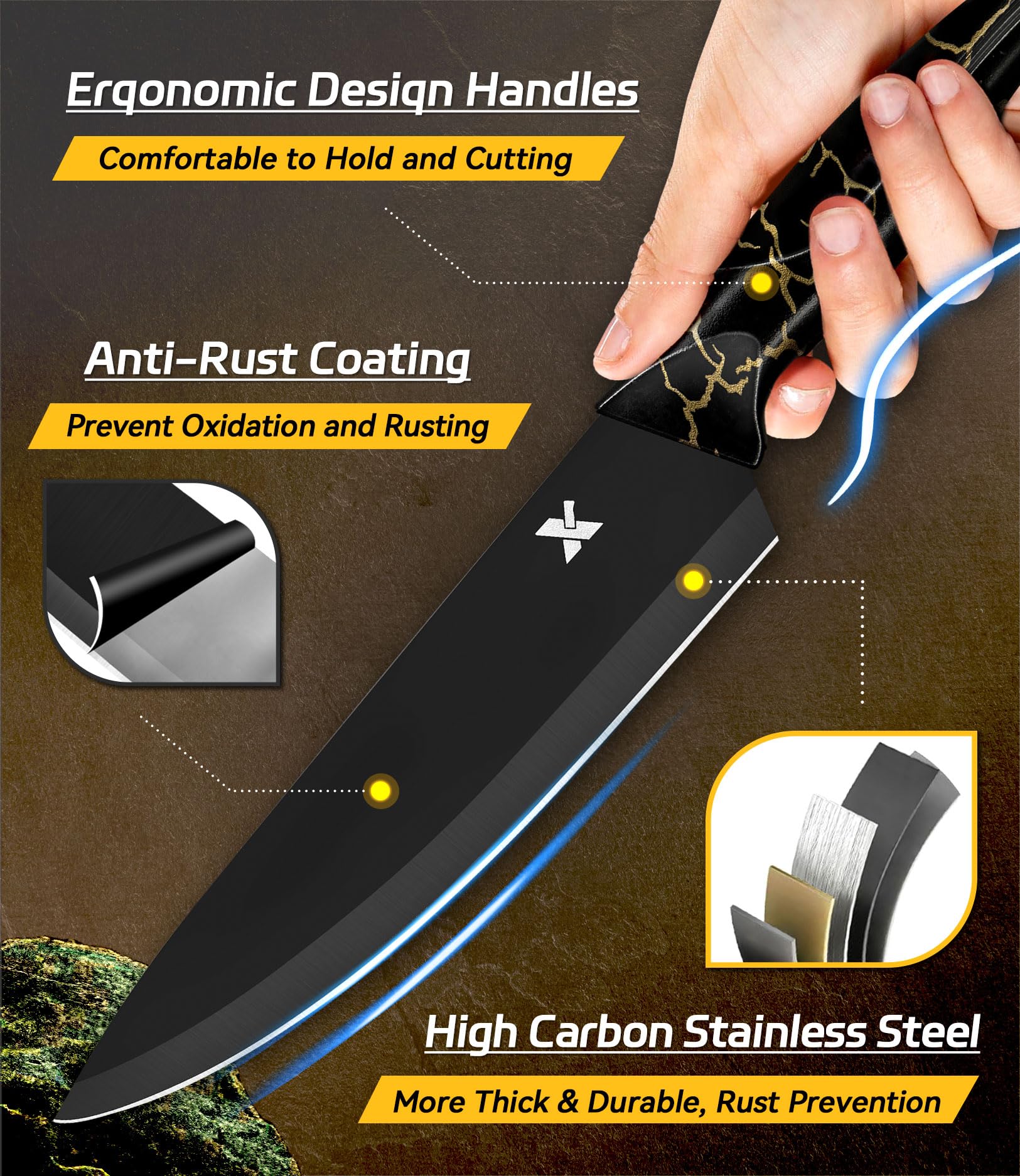 XANAPON bread knife 7.5-inch serrated edge delivers clean cuts.