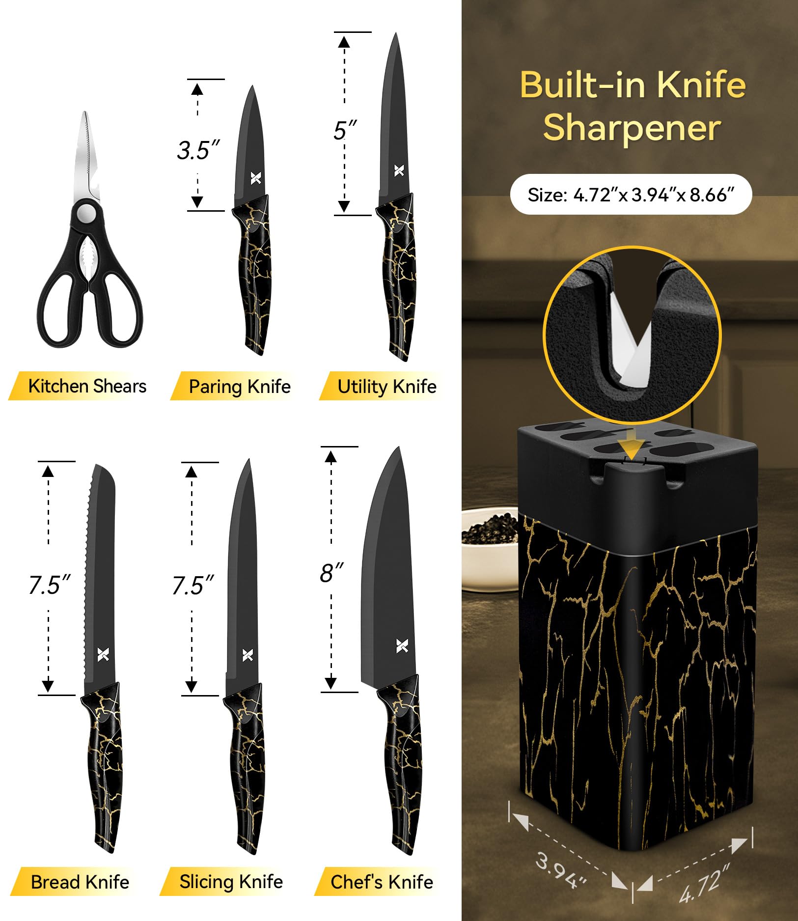 XANAPON chef knife 8-inch blade, razor-sharp for precise slicing.