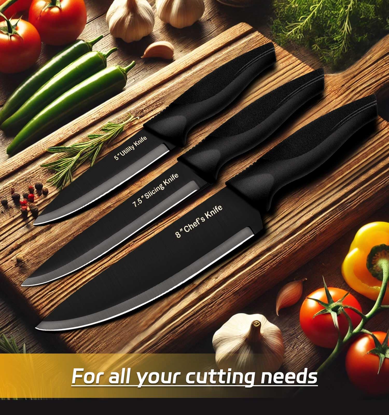 XANAPON knife set block with scissors and sharpening steel, tidy kitchen organizing.
