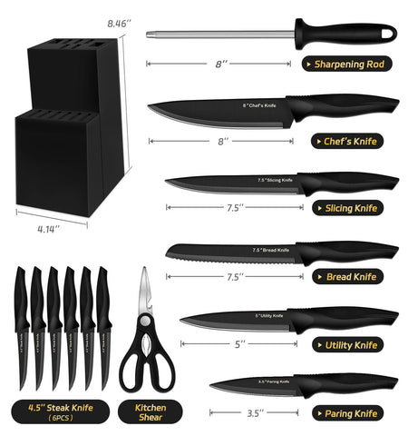 XANAPON knife set with bread knife, clean cuts for crusty loaves.