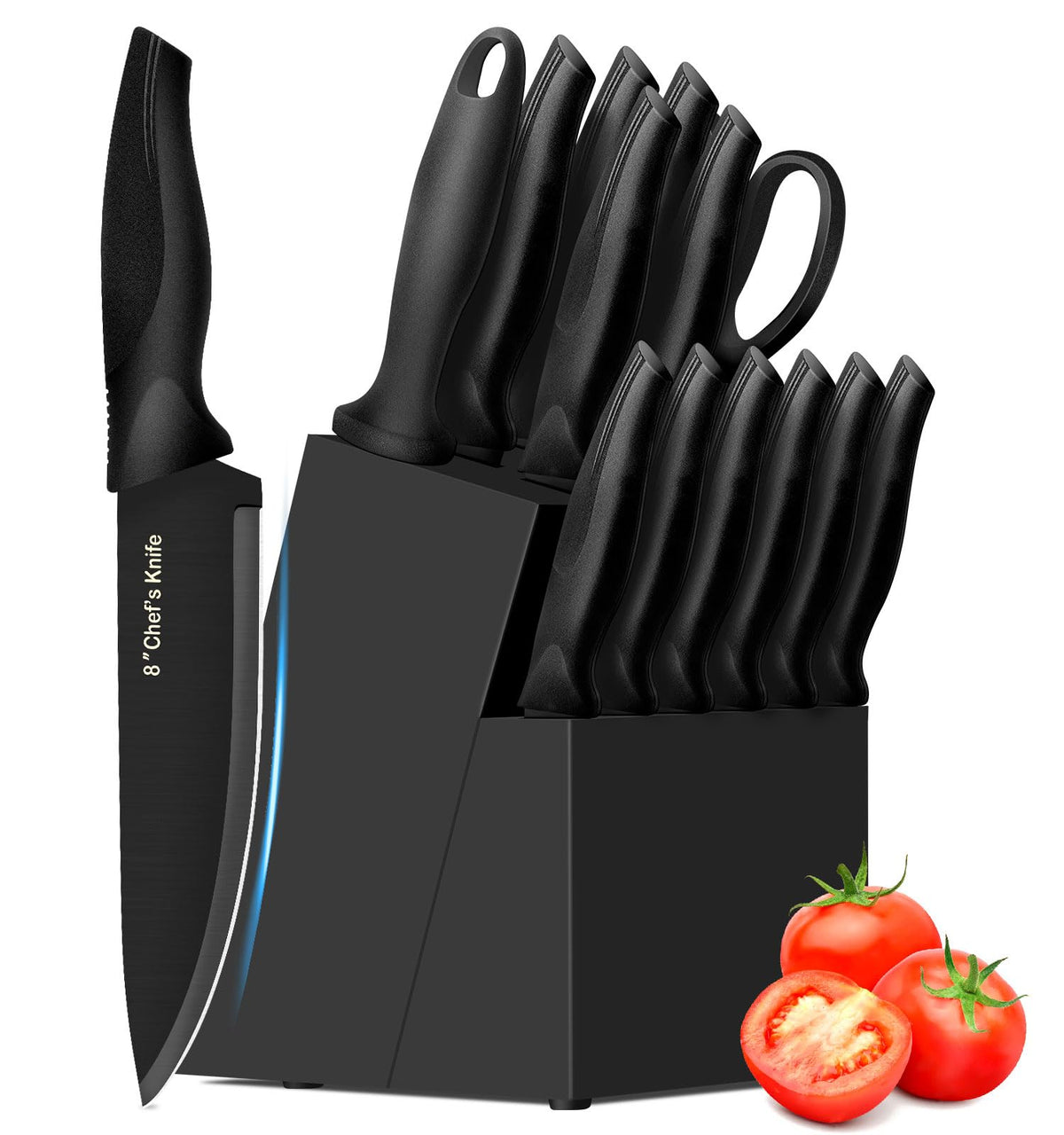 XANAPON knife set with 8-inch chef knife, precise edge for effortless daily slicing.
