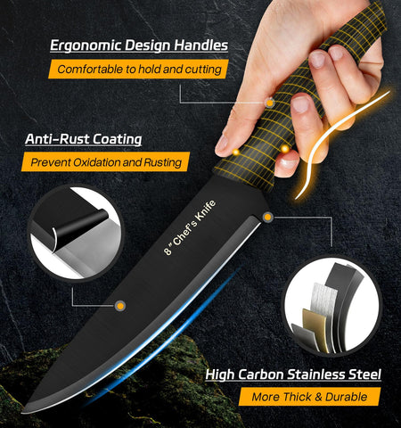 XANAPON knife set with slicing knife, smooth portions for even cuts.