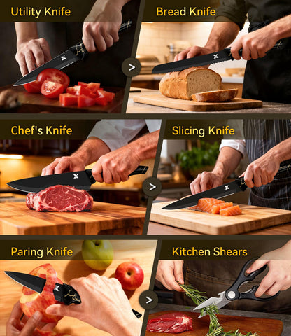 XANAPON slicing knife 7.5-inch long blade for even, steady slices.